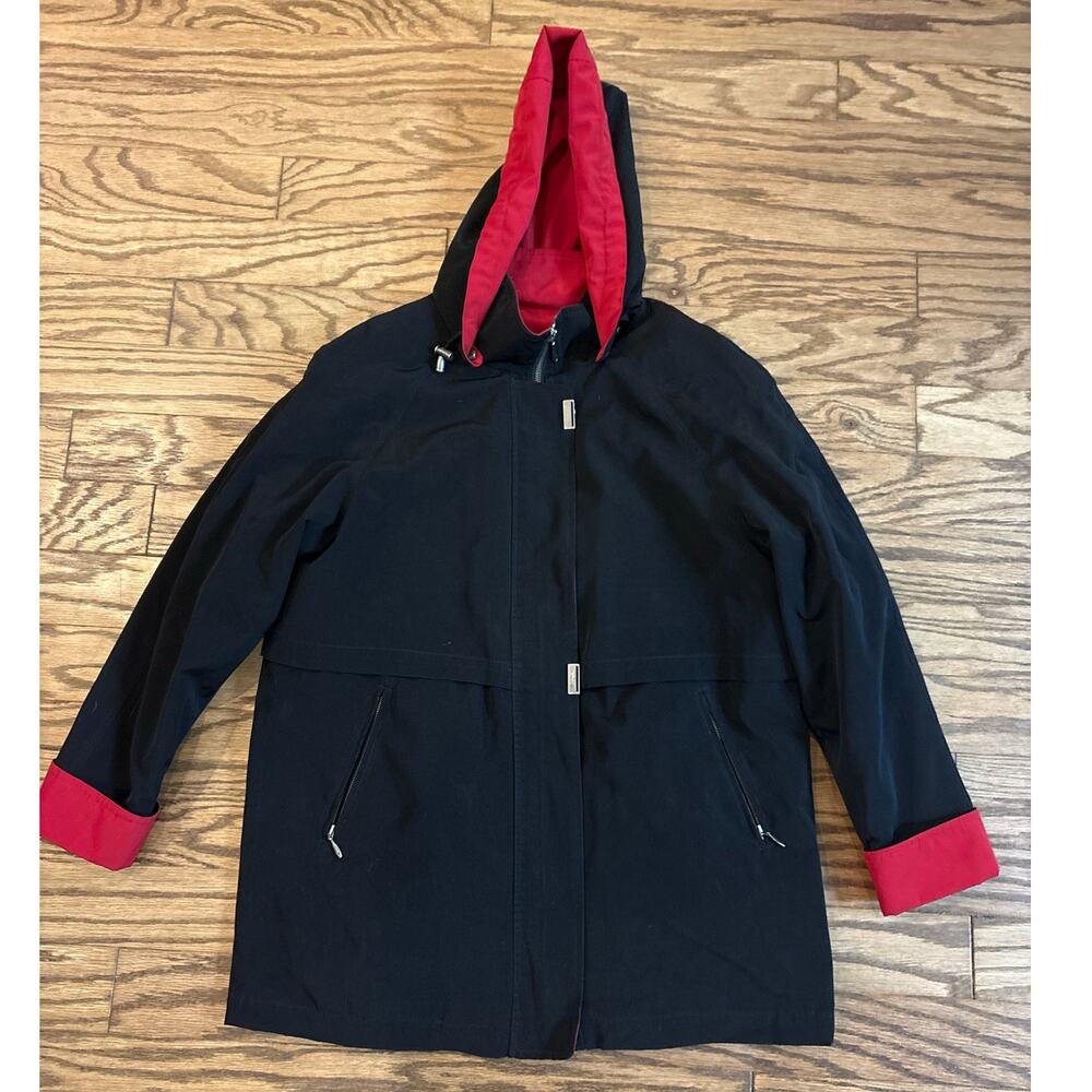 Westbound Women's Small Petite Black Hooded Jacket Full Zip Rain Windbreaker